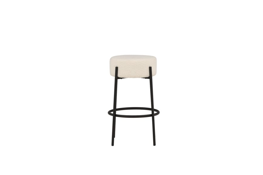 VENTURE DESIGN Tucson barstol, med fotsttte - hvit bouclé-stoff og sort stl