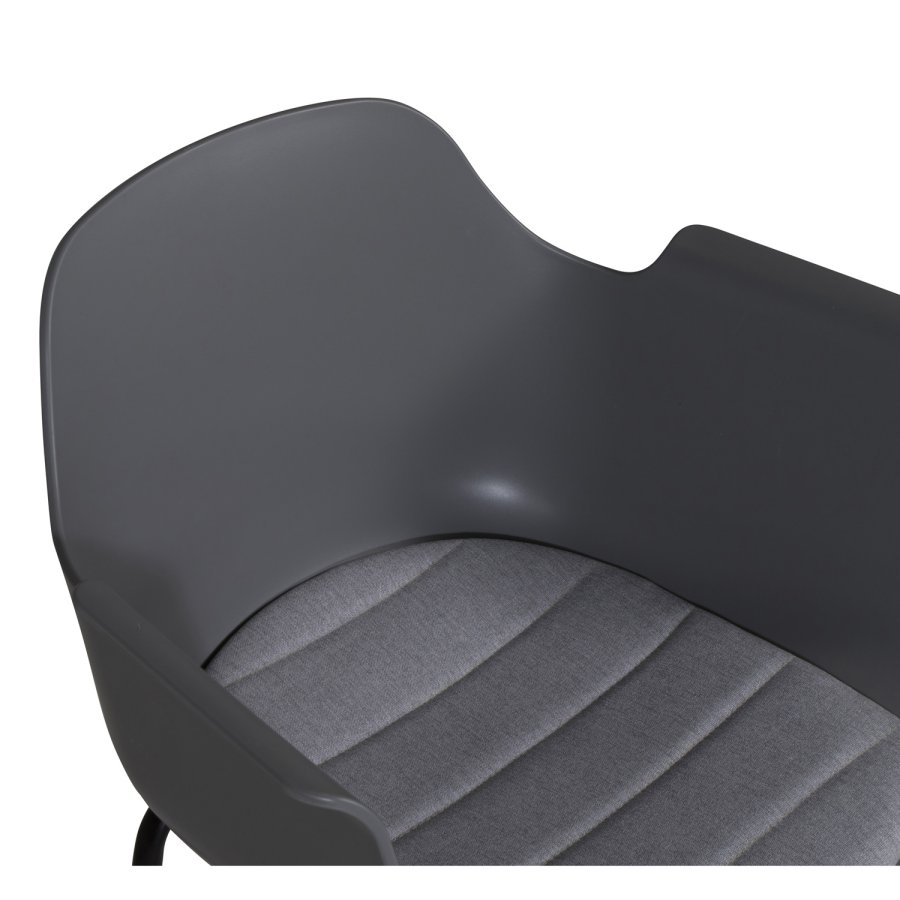 VENTURE DESIGN Comfort spisebordsstol, med armlener og pute - gr plast og svart metall