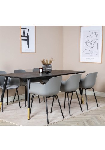 VENTURE DESIGN Comfort spisebordsstol, med armlener og pute - gr plast og svart metall