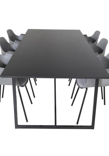 VENTURE DESIGN Comfort spisebordsstol, med armlener og pute - gr plast og svart metall