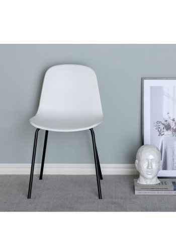 VENTURE DESIGN Arctic Esszimmerstuhl – weißer Kunststoff und schwarzes Metall