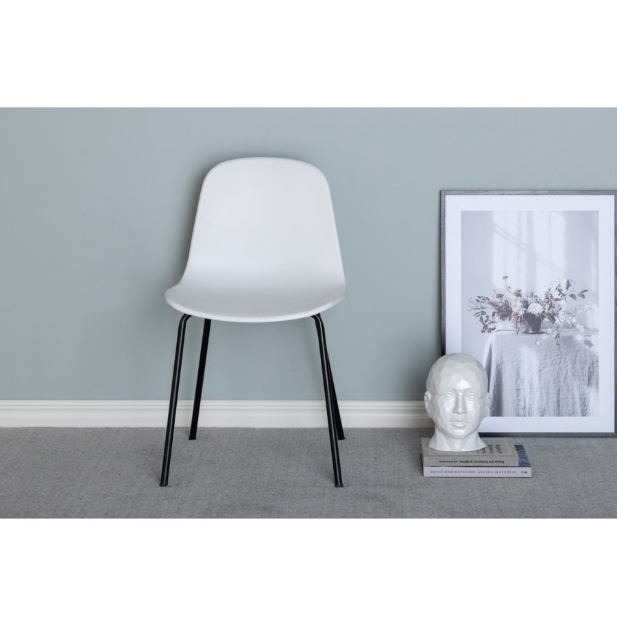 VENTURE DESIGN Arctic Esszimmerstuhl – weißer Kunststoff und schwarzes Metall