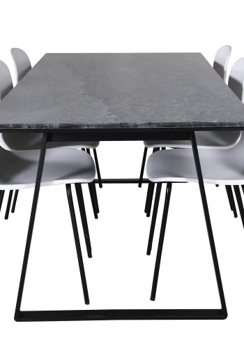 VENTURE DESIGN Arctic Esszimmerstuhl – weißer Kunststoff und schwarzes Metall