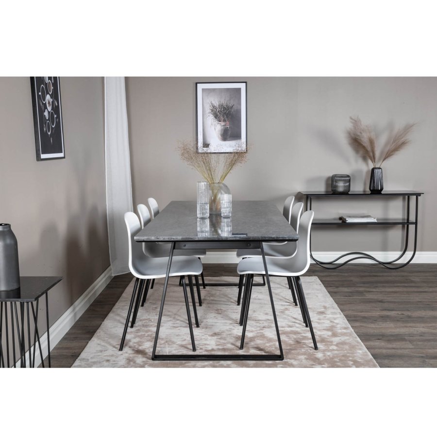 VENTURE DESIGN Arctic Esszimmerstuhl – weißer Kunststoff und schwarzes Metall