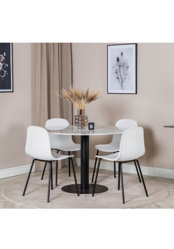 VENTURE DESIGN Arctic Esszimmerstuhl – weißer Kunststoff und schwarzes Metall