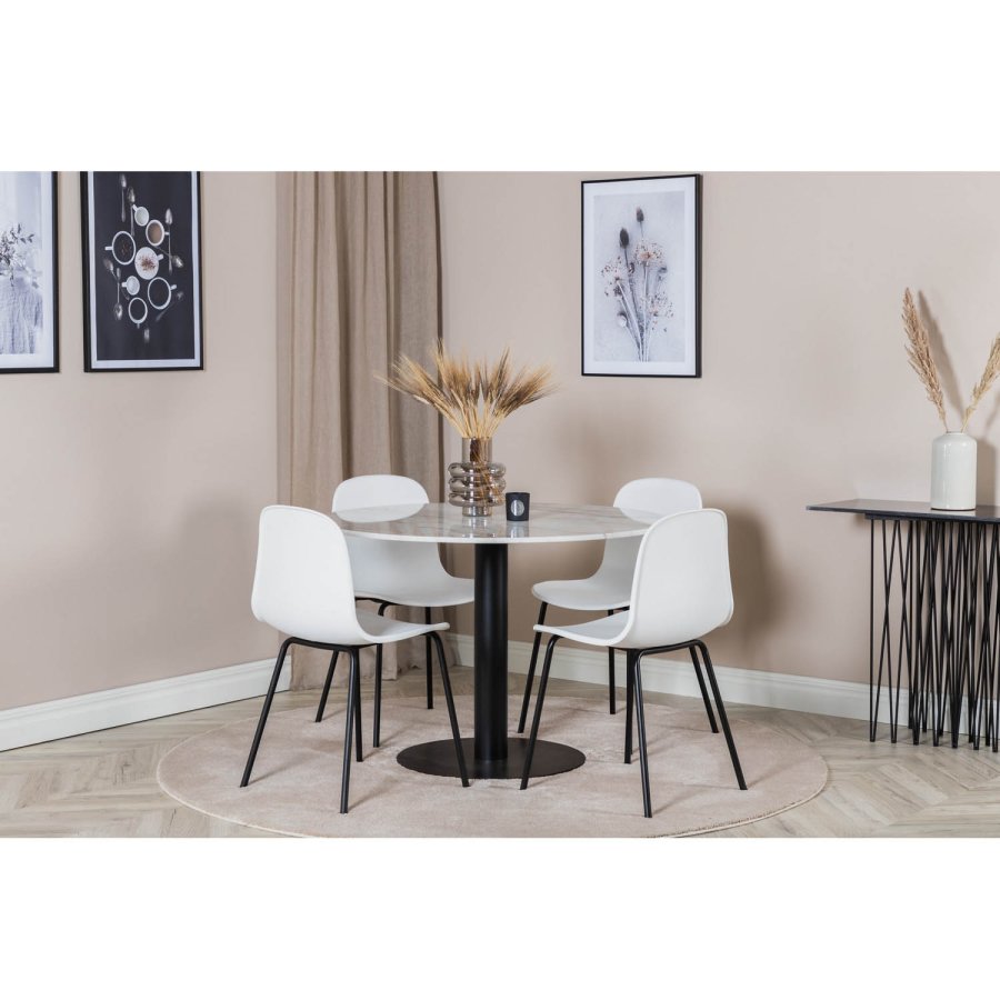 VENTURE DESIGN Arctic Esszimmerstuhl – weißer Kunststoff und schwarzes Metall