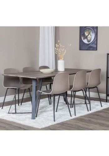 VENTURE DESIGN Arctic Esszimmerstuhl – khakifarbener Kunststoff und schwarzes Metall