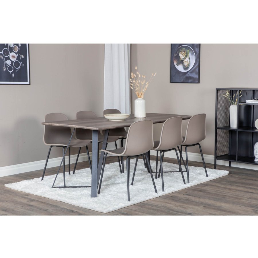 VENTURE DESIGN Arctic Esszimmerstuhl – khakifarbener Kunststoff und schwarzes Metall