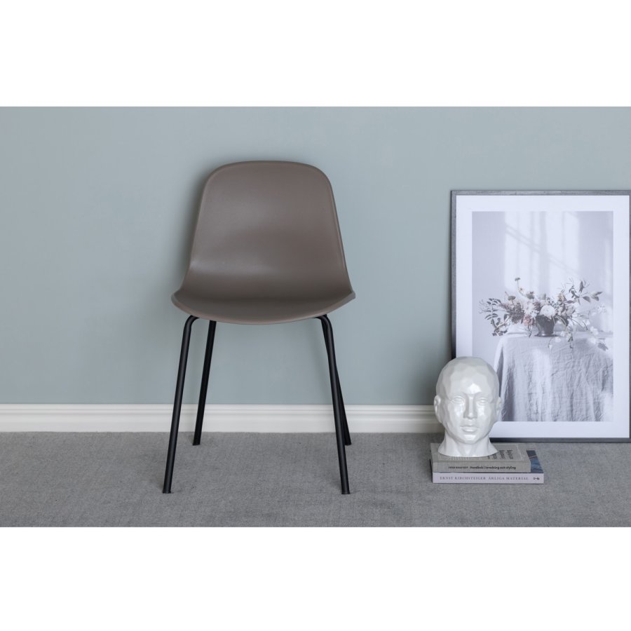 VENTURE DESIGN Arctic Esszimmerstuhl – khakifarbener Kunststoff und schwarzes Metall