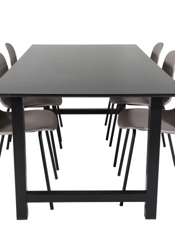 VENTURE DESIGN Arctic Esszimmerstuhl – khakifarbener Kunststoff und schwarzes Metall