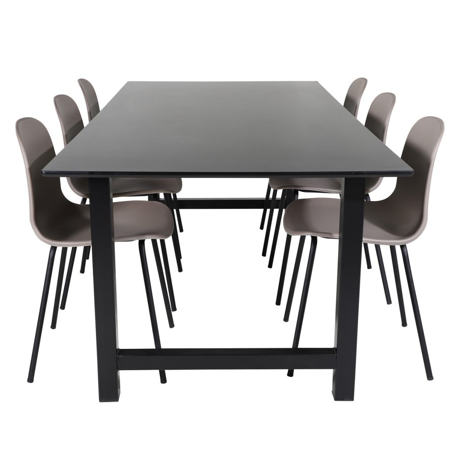 VENTURE DESIGN Arctic Esszimmerstuhl – khakifarbener Kunststoff und schwarzes Metall