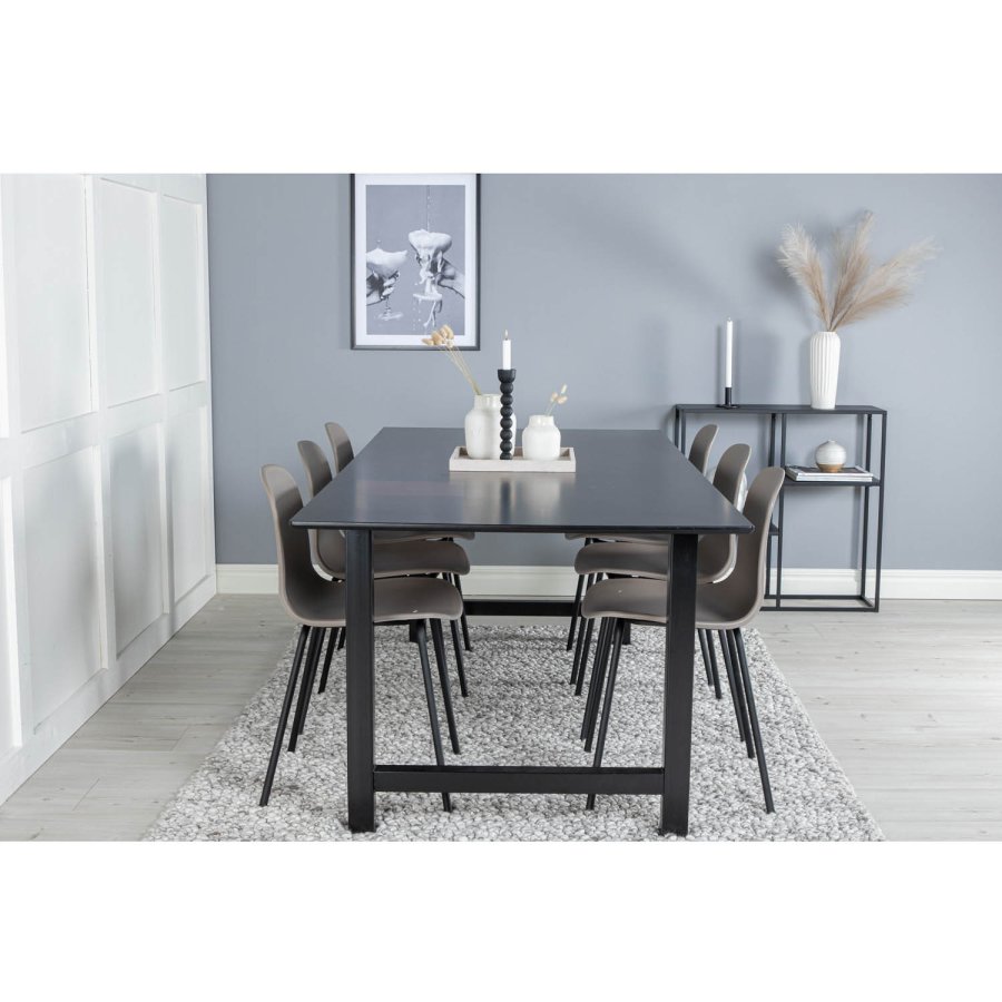 VENTURE DESIGN Arctic Esszimmerstuhl – khakifarbener Kunststoff und schwarzes Metall