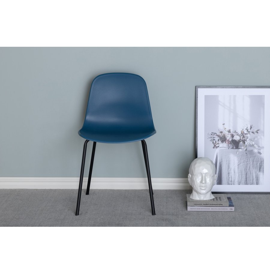 VENTURE DESIGN Arctic Esszimmerstuhl – blauer Kunststoff und schwarzes Metall