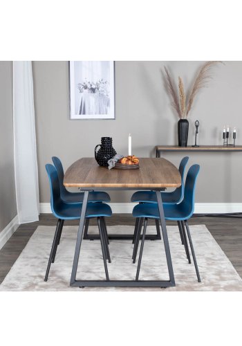 VENTURE DESIGN Arctic Esszimmerstuhl – blauer Kunststoff und schwarzes Metall