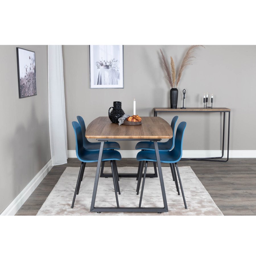 VENTURE DESIGN Arctic Esszimmerstuhl – blauer Kunststoff und schwarzes Metall