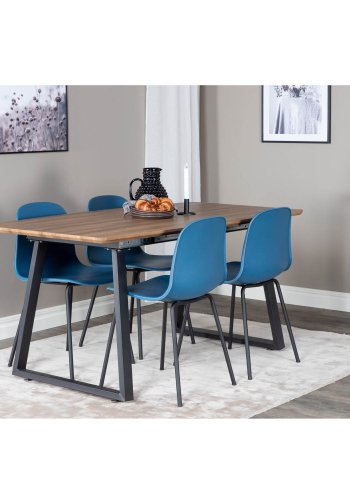 VENTURE DESIGN Arctic Esszimmerstuhl – blauer Kunststoff und schwarzes Metall