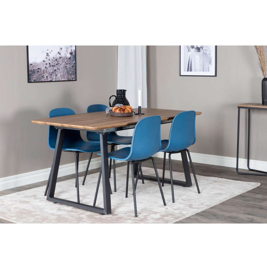 VENTURE DESIGN Arctic Esszimmerstuhl – blauer Kunststoff und schwarzes Metall