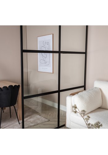 VENTURE DESIGN Leif Rumsavdelare - Glas och Svart Metall (150 x 210 cm)