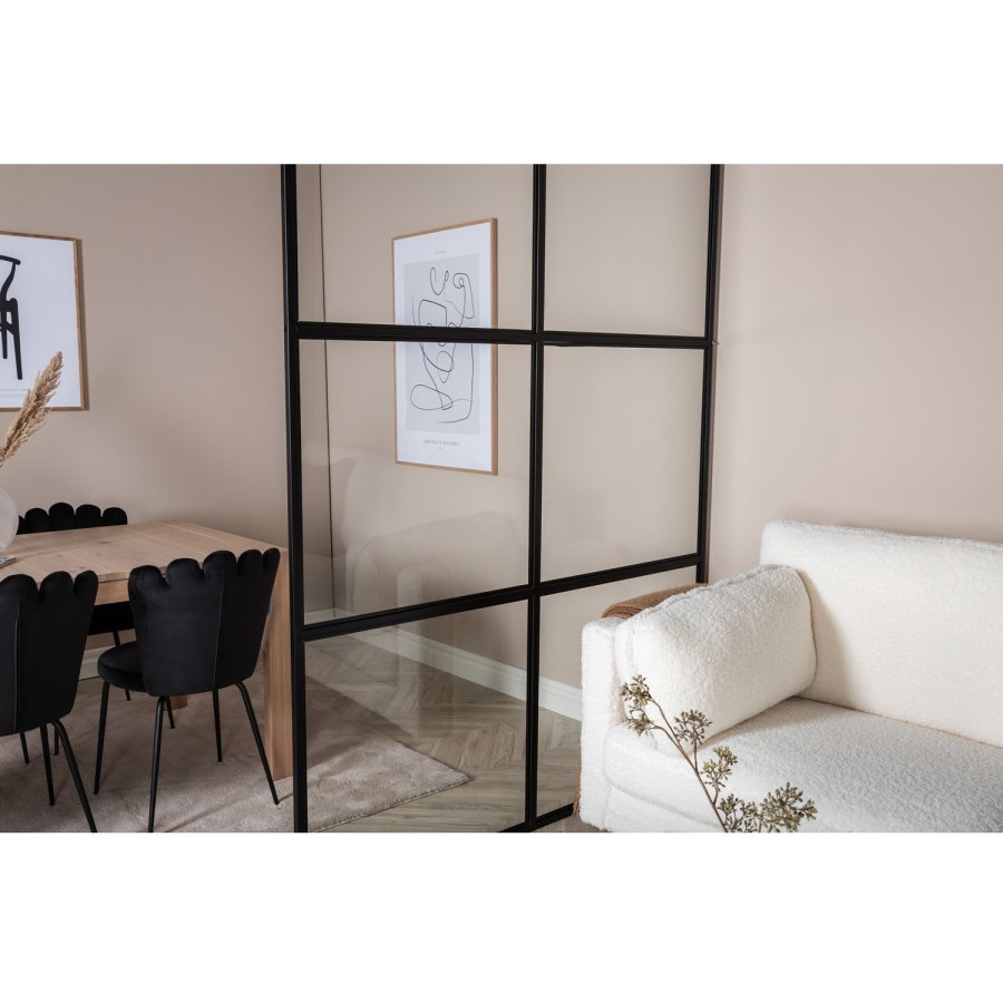VENTURE DESIGN Leif Rumsavdelare - Glas och Svart Metall (150 x 210 cm)