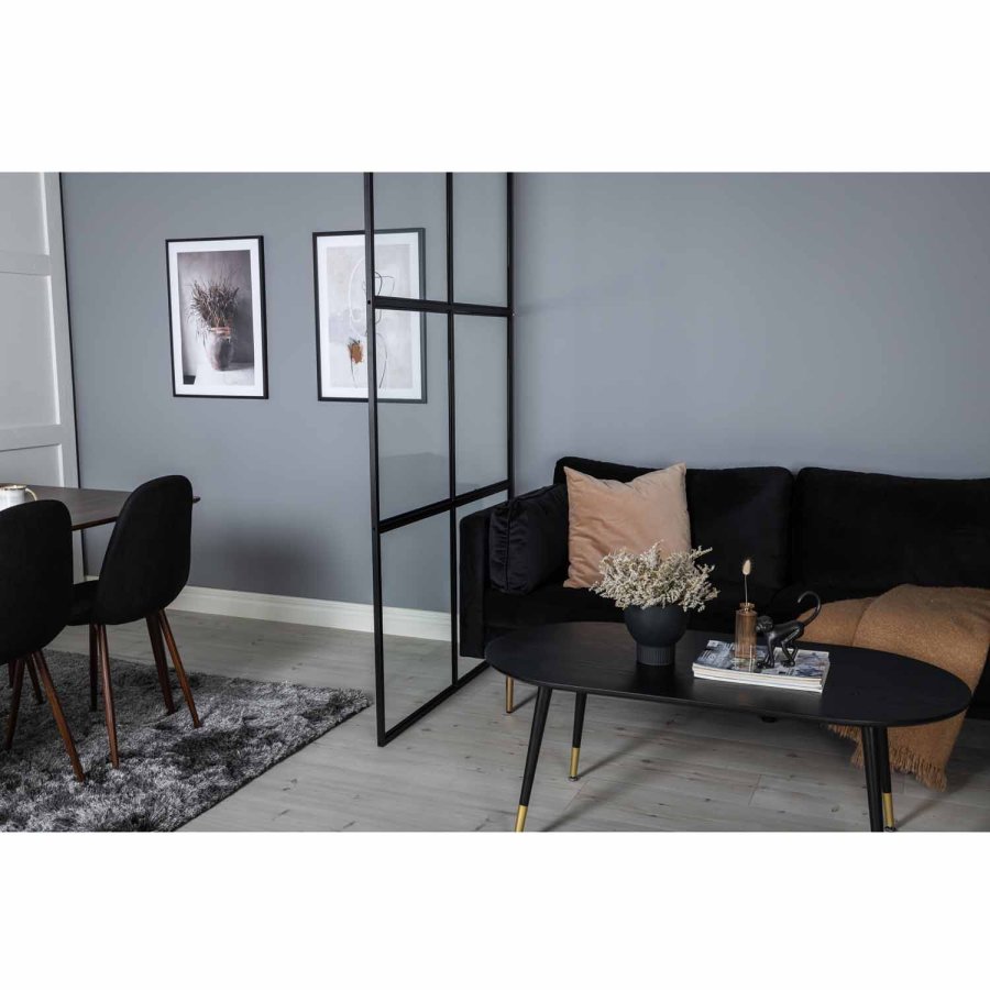 VENTURE DESIGN Leif romdeler - glass og sort metall (120x210)
