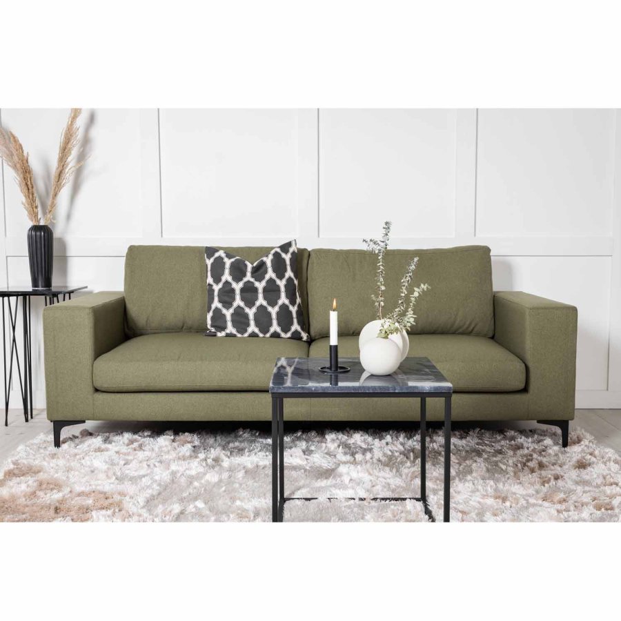 VENTURE DESIGN Bolero 3-Sitzer-Sofa - grünes Polyester und schwarzes Metall