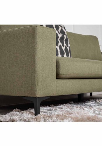 VENTURE DESIGN Bolero 3-Sitzer-Sofa - grünes Polyester und schwarzes Metall