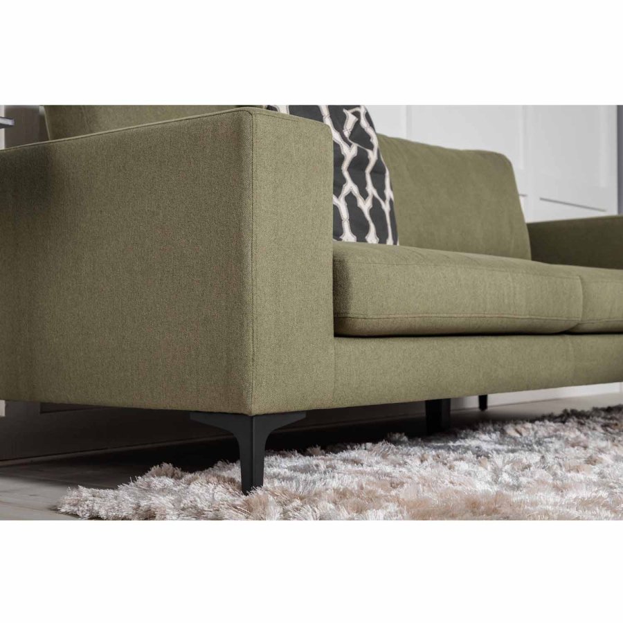 VENTURE DESIGN Bolero 3-Sitzer-Sofa - grünes Polyester und schwarzes Metall