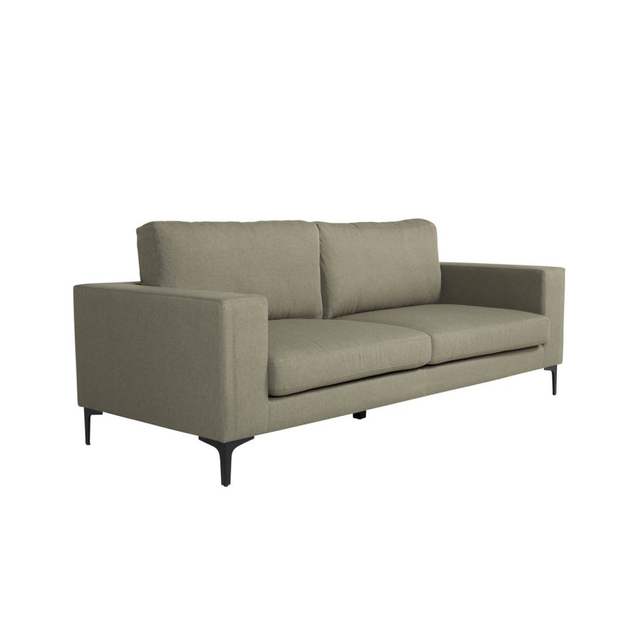 VENTURE DESIGN Bolero 3-Sitzer-Sofa - grünes Polyester und schwarzes Metall