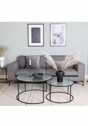 VENTURE DESIGN Bolero 3-seters sofa - gr polyester og sort metall