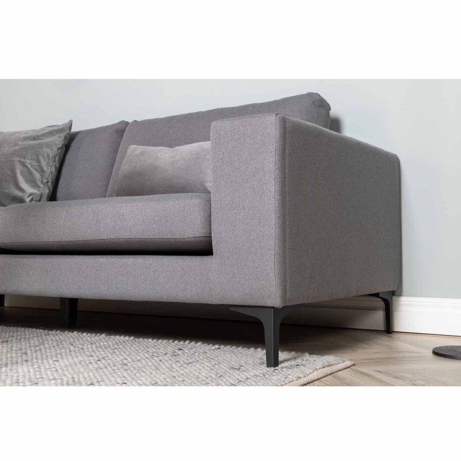 VENTURE DESIGN Bolero 3-seters sofa - gr polyester og sort metall