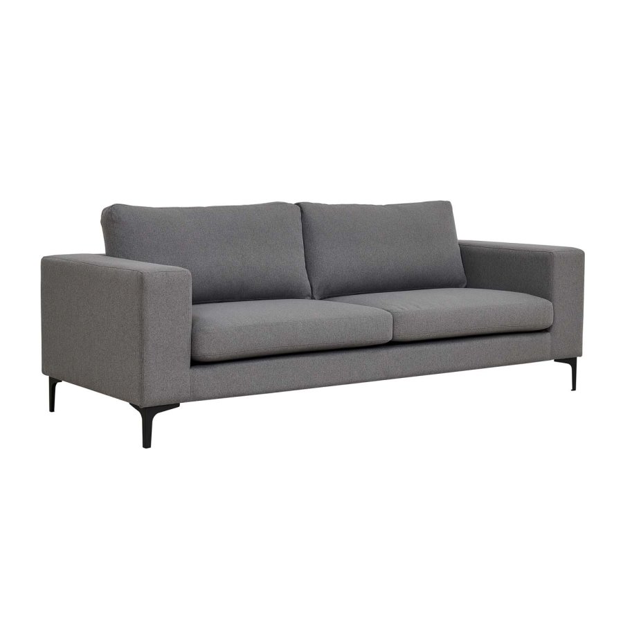 VENTURE DESIGN Bolero 3-seters sofa - gr polyester og sort metall