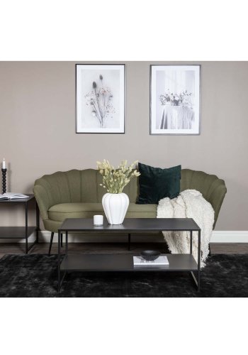 VENTURE DESIGN Calais 3-seters sofa - grnn polyester og sort metall