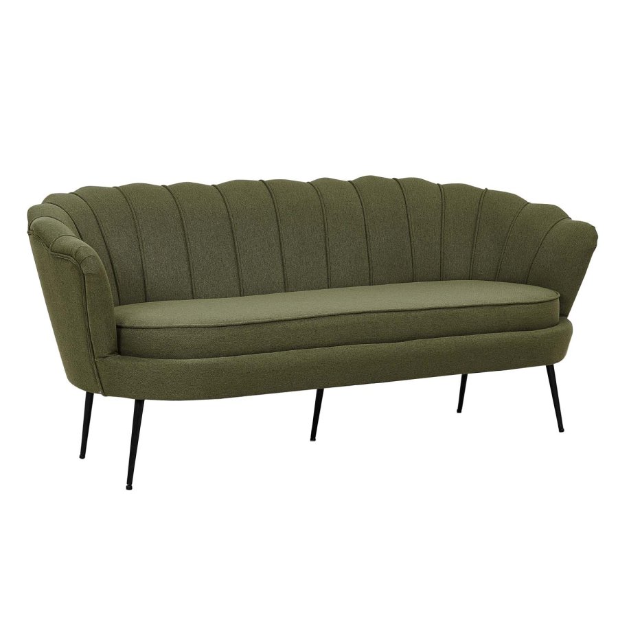 VENTURE DESIGN Calais 3-seters sofa - grnn polyester og sort metall