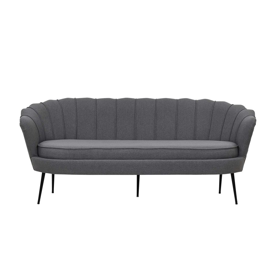 VENTURE DESIGN Calais 3-seters sofa - gr polyester og sort metall