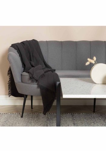 VENTURE DESIGN Calais 3-seters sofa - gr polyester og sort metall