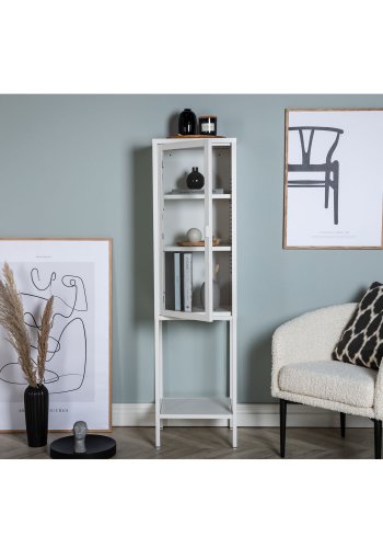 VENTURE DESIGN High Thin skab, m. 1 lge og 3 hylder - glas og hvid stl