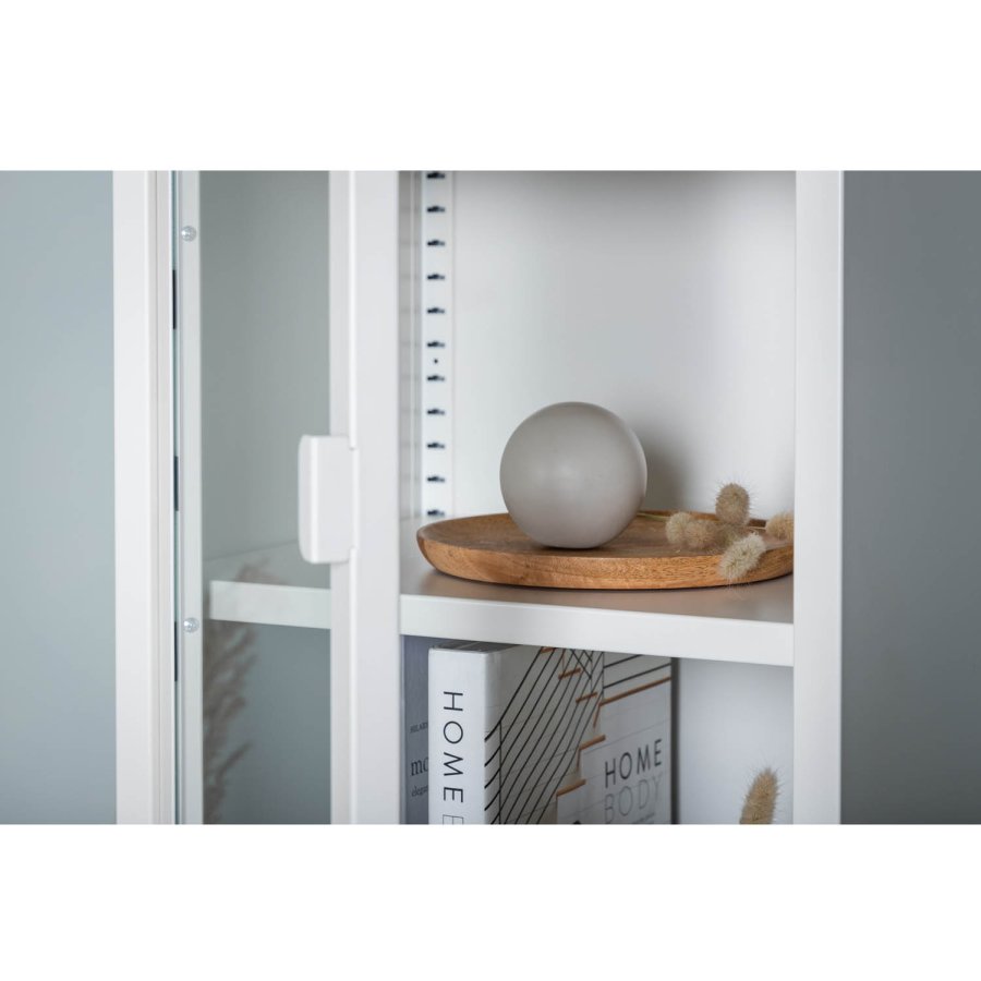 VENTURE DESIGN High Thin skab, m. 1 lge og 3 hylder - glas og hvid stl