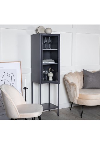 VENTURE DESIGN High Thin skab, m. 1 lge og 3 hylder - glas og gr stl