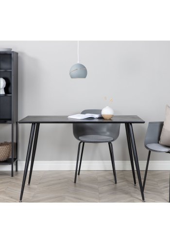 VENTURE DESIGN Comfort spisebordsstol, med armlener og pute - gr plast og svart metall