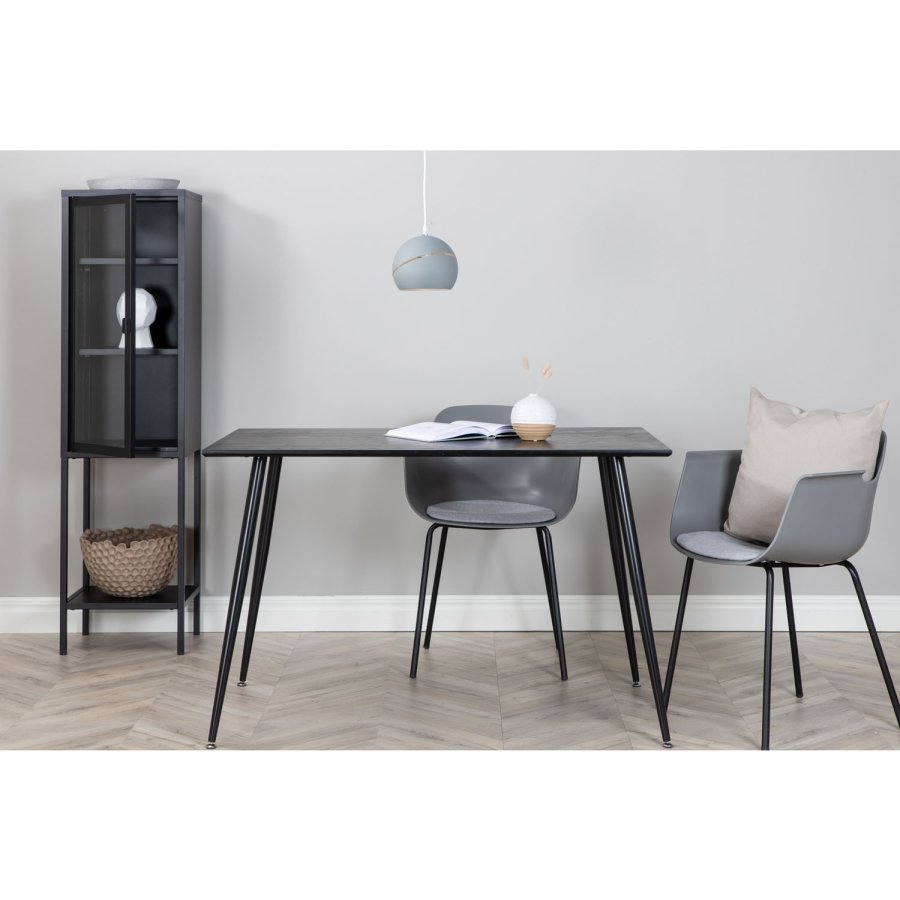 VENTURE DESIGN Comfort spisebordsstol, med armlener og pute - gr plast og svart metall