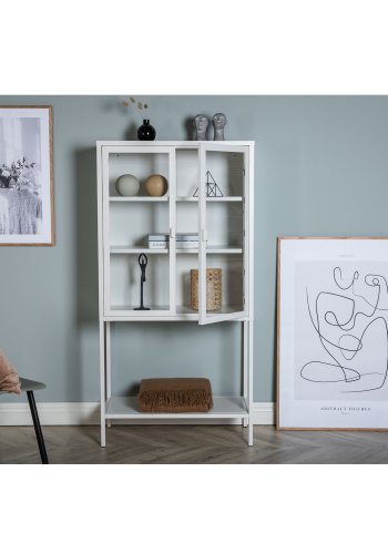 VENTURE DESIGN High Wide skap, m. 2 drer og 3 hyller - glass og hvitt stl