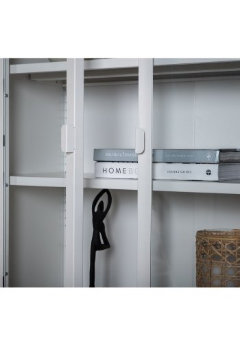 VENTURE DESIGN High Wide skap, m. 2 drer og 3 hyller - glass og hvitt stl