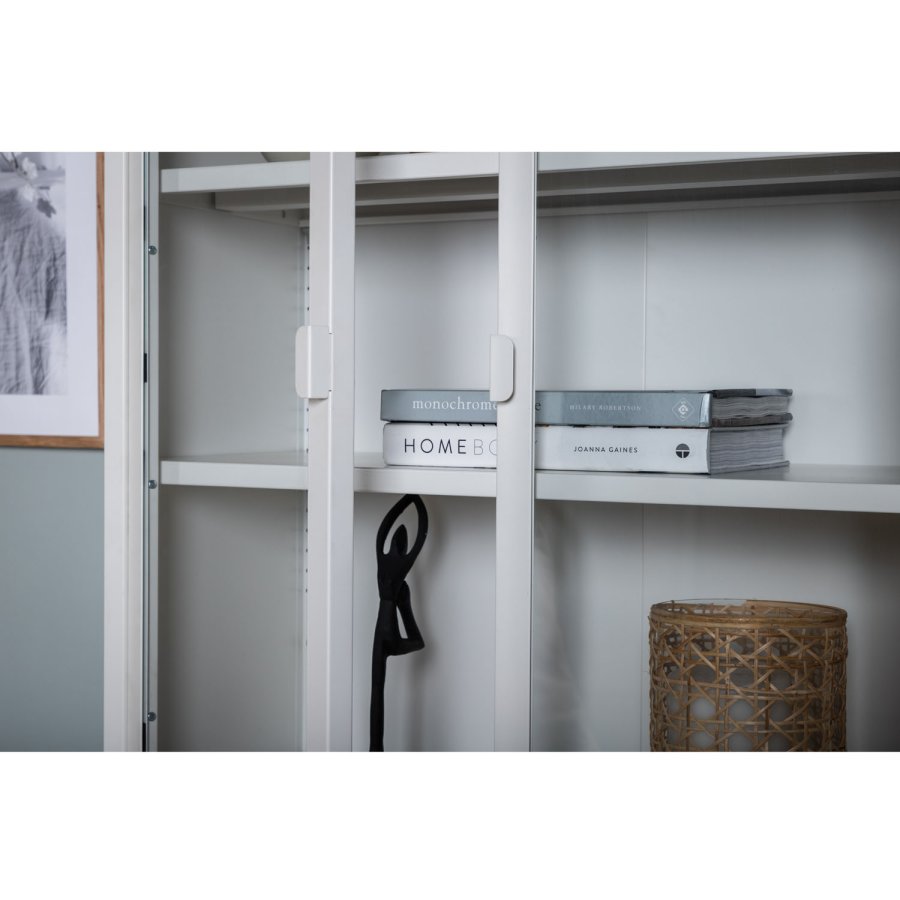 VENTURE DESIGN High Wide skap, m. 2 drer og 3 hyller - glass og hvitt stl