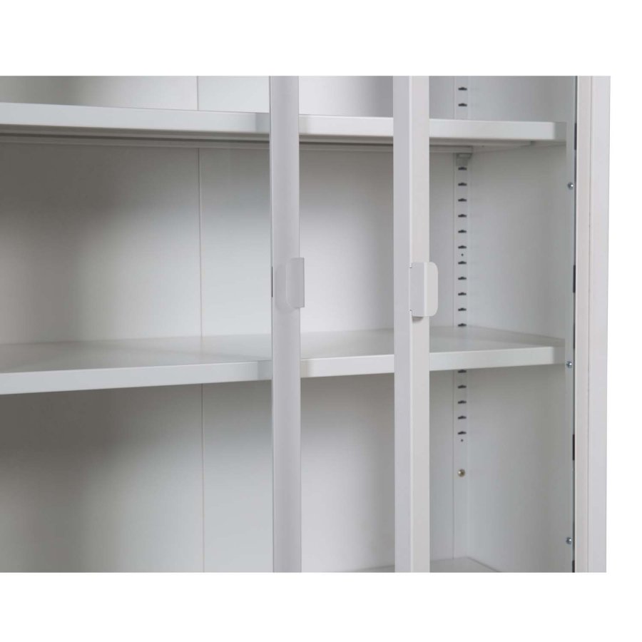 VENTURE DESIGN High Wide skap, m. 2 drer og 3 hyller - glass og hvitt stl