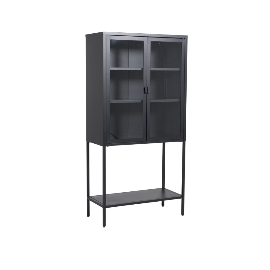 VENTURE DESIGN High Wide skab, m. 2 lger og 3 hylder - glas og sort stl