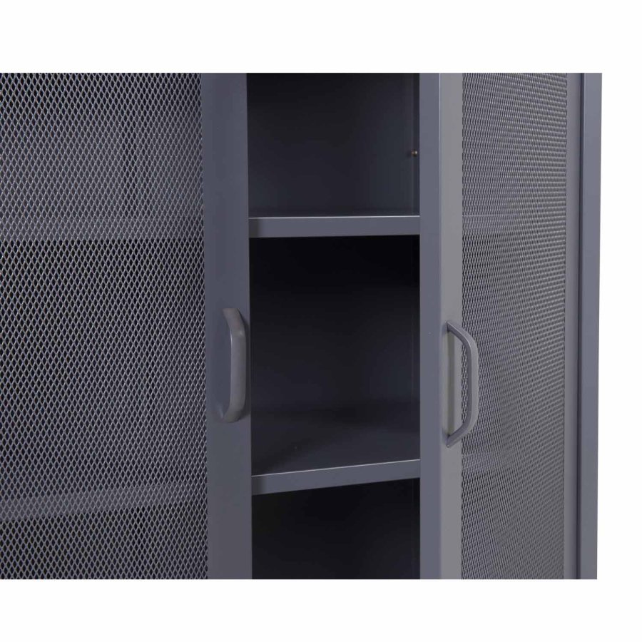 VENTURE DESIGN Low skab, m. 2 mesh lger og 2 hylder - gr stl