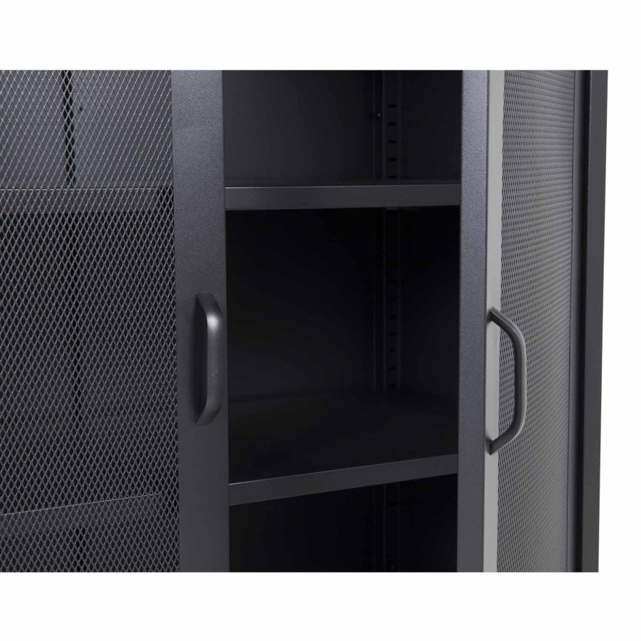 VENTURE DESIGN Low skab, m. 2 mesh lger og 2 hylder - sort stl