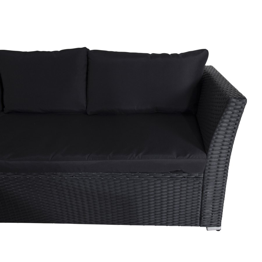 VENTURE DESIGN Haiti modulsofasett - svarte puter og svart glass, polyrattan og stl