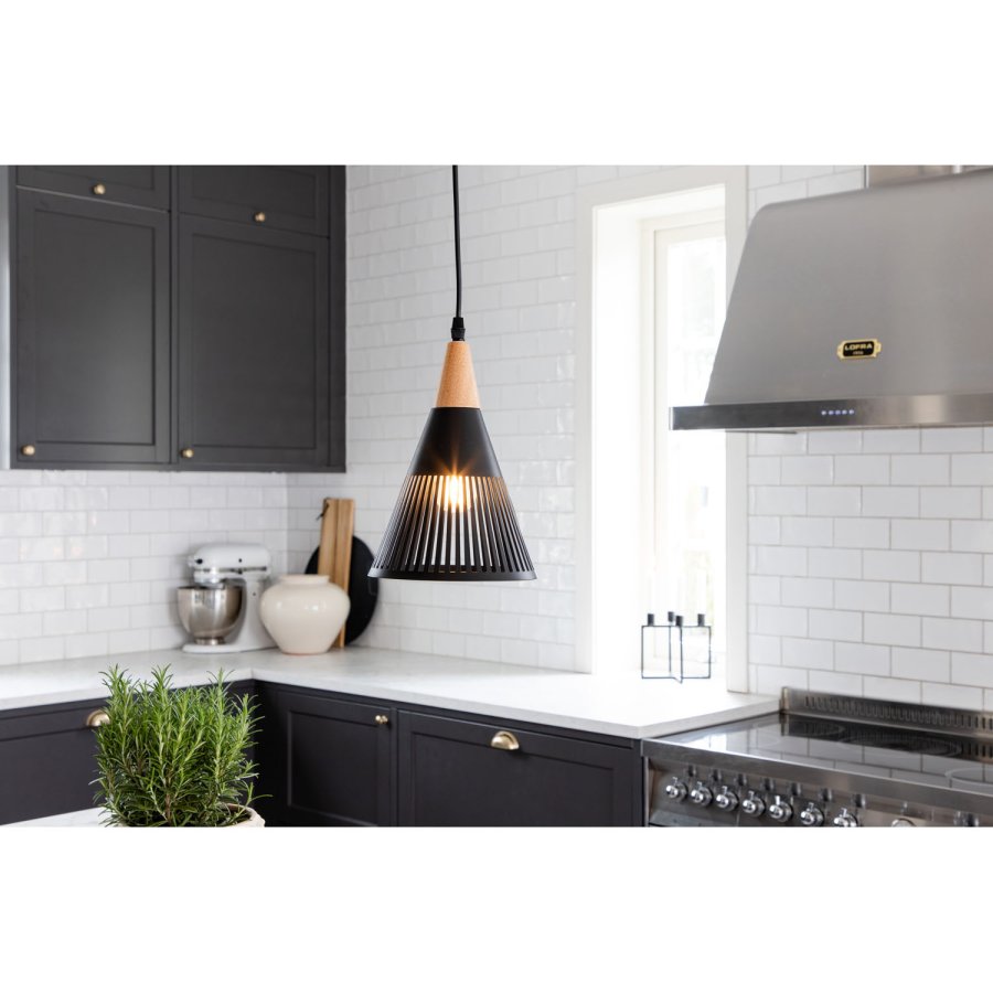 VENTURE DESIGN Gruid Deckenleuchte - Naturholz und schwarzes Eisen