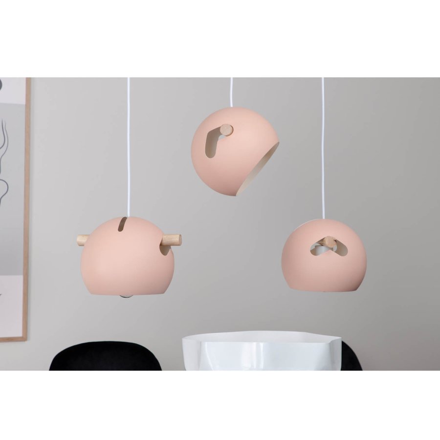 VENTURE DESIGN Tubbie taklampe - naturlig tre og rosa jern